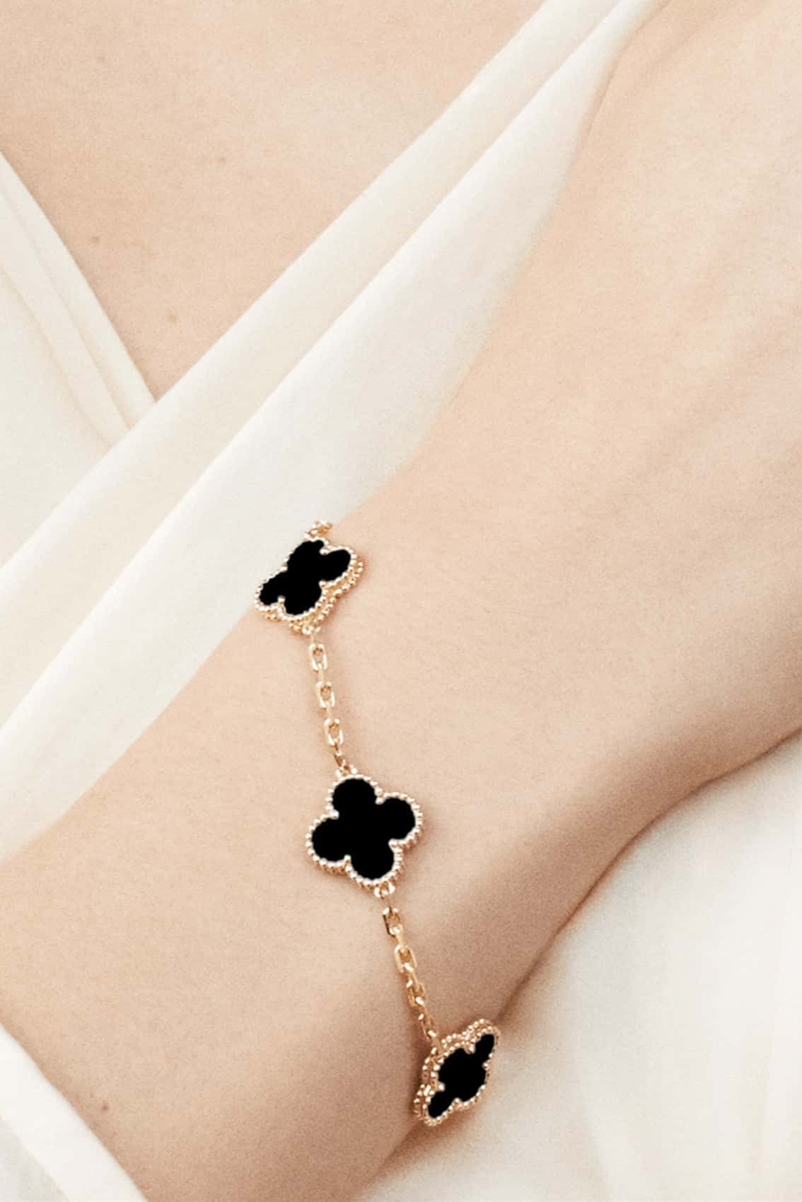 Gold Plated Shamrock and Elegance Motif Bracelet