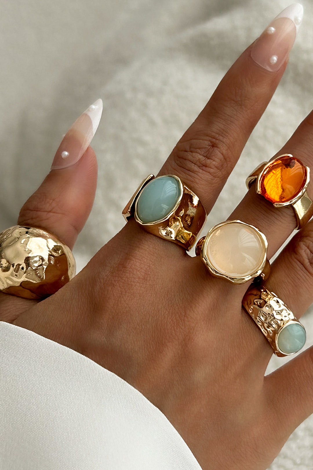 Set of Open Rings with Rhinestones
