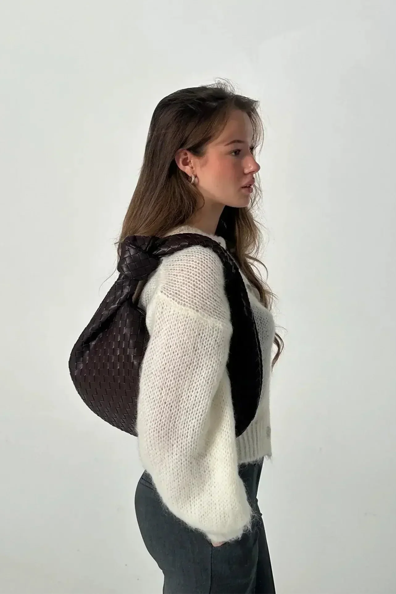 Sage Medium Woven Shoulder Bag