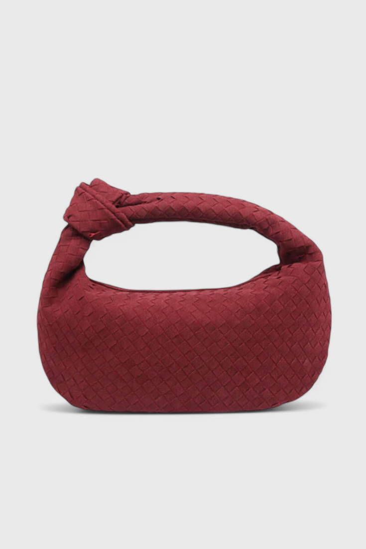 Lilac Medium Woven Handbag with Knot Detail