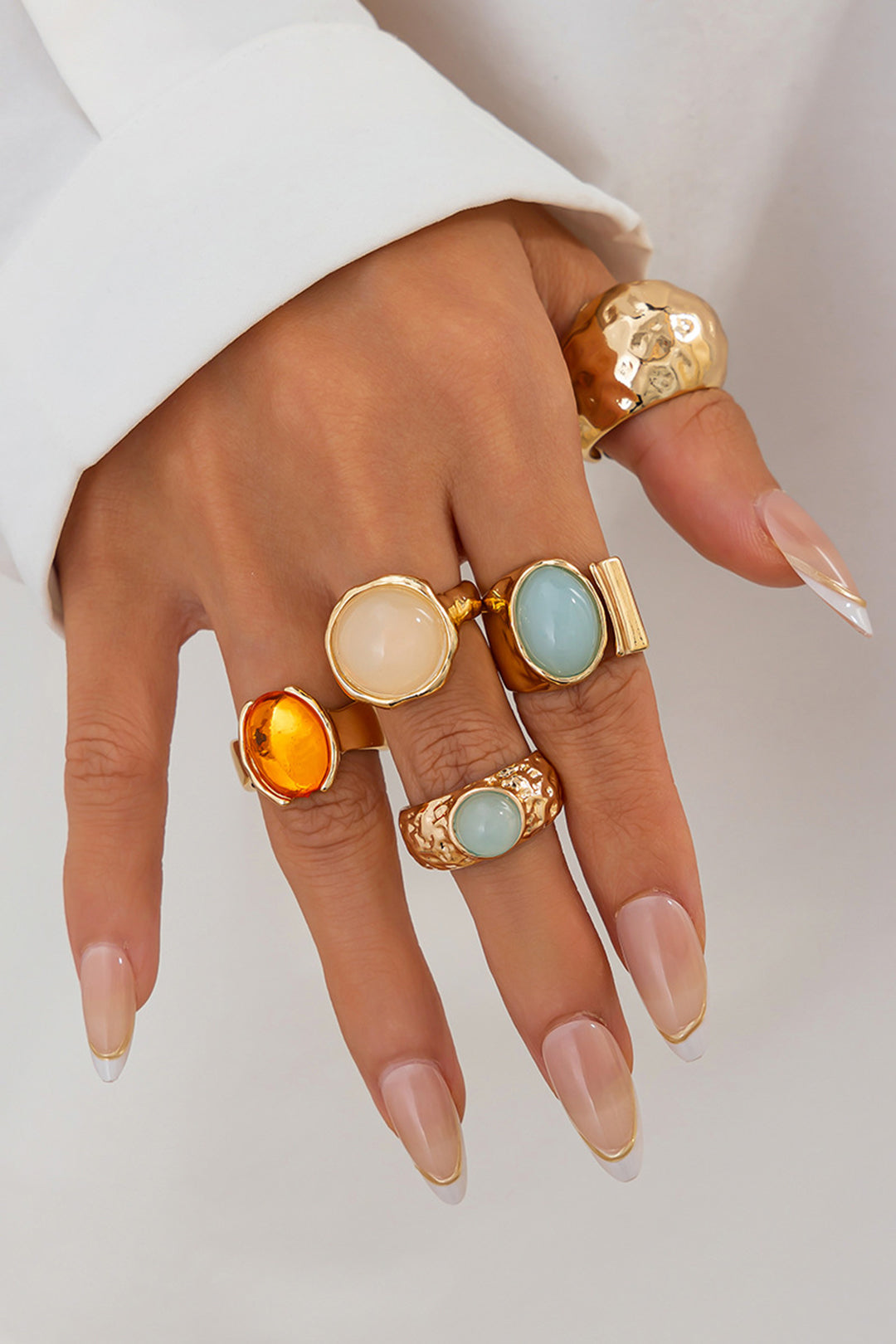 Set of Open Rings with Rhinestones